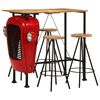 vidaXL Set de mesa y taburetes de bar 5 piezas madera maciza de mango