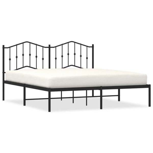 vidaXL Estructura cama sin colch&oacute;n con cabecero metal negro 160x200 cm