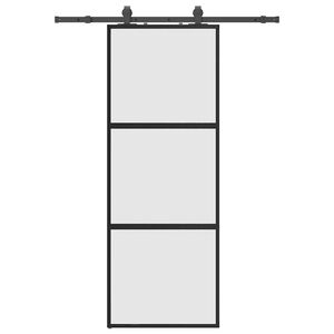 vidaXL Puerta corredera con herrajes negro 76x205 cm vidrio templado