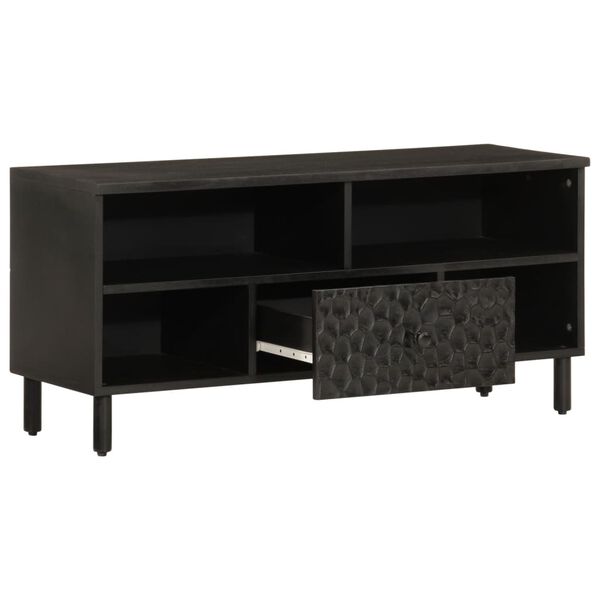 vidaXL Mueble de TV madera maciza de mango negro 100x33x46 cm
