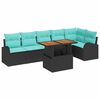 vidaXL Conjunto de sof&aacute; de jard&iacute;n 7 uds. Negro Polirat&aacute;n