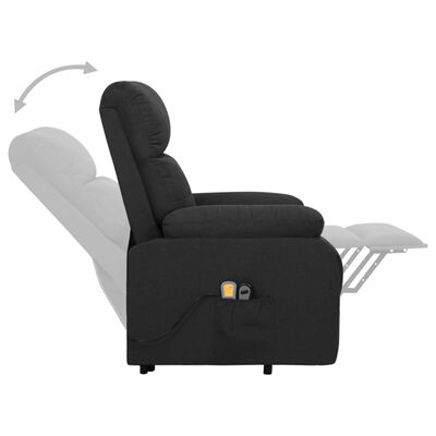 vidaXL Silla de masaje reclinable de pie de tela negra