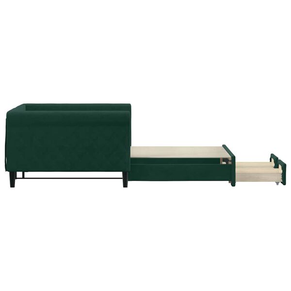 vidaXL Sof&aacute; cama nido con cajones terciopelo verde oscuro 100x200 cm