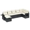 vidaXL Set de comedor de jard&iacute;n 7 pzas y cojines rat&aacute;n sint&eacute;tico negro