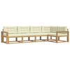 vidaXL Conjunto de sof&aacute;s de exterior 4 pcs Blanco y Crema Poli&eacute;ster