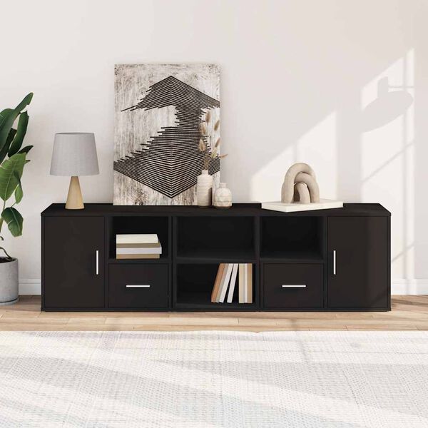 vidaXL Mueble de esquina madera de ingeniería negro 160x40x45 cm