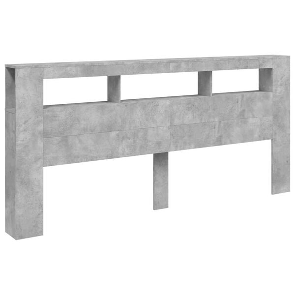 vidaXL Cabecero LED madera ingenier&iacute;a gris hormig&oacute;n 220x18,5x103,5 cm