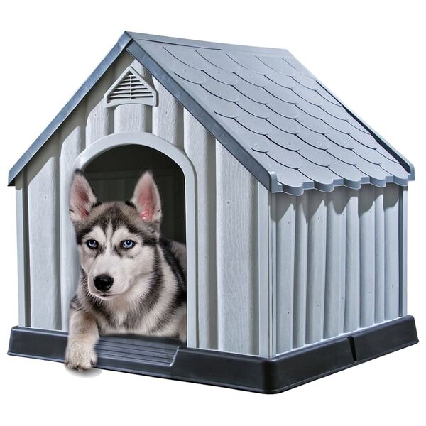 vidaXL Caseta para perros gris 92x87x91 cm pl&aacute;stico