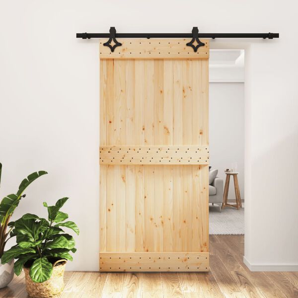 vidaXL Puerta corredera con herrajes madera maciza de pino 100x210 cm
