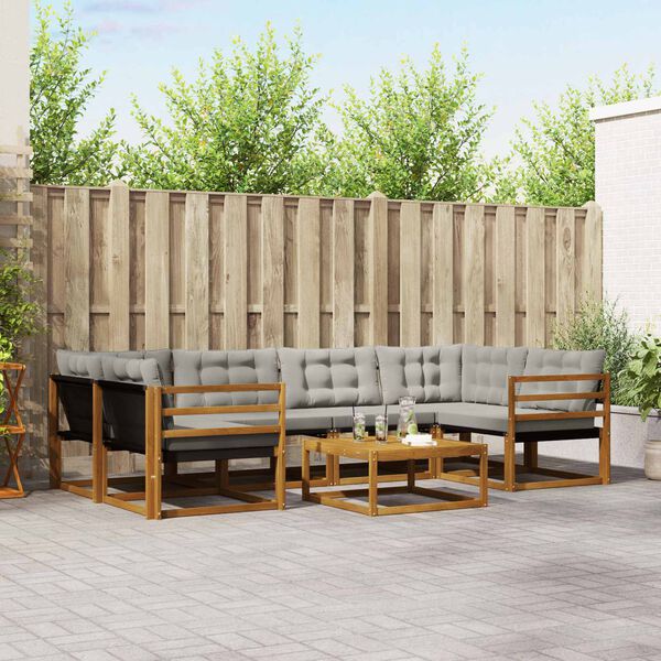 vidaXL Conjunto de sof&aacute;s de exterior 7 pcs Gris Natural y Claro