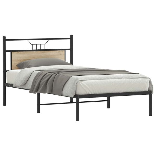 vidaXL Estructura de cama sin colch&oacute;n madera roble Sonoma 100x200 cm