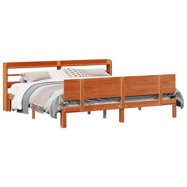vidaXL Estructura de cama 2 pcs Marr&oacute;n cera Madera de Pino Macizo