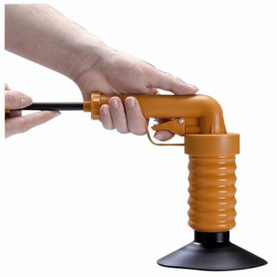Drain Buster Desatascador de desagües de mano naranja y negro