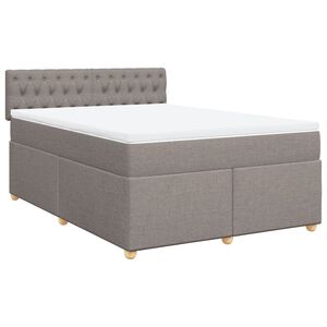 vidaXL Cama box spring con colch&oacute;n tela gris taupe 140x190 cm
