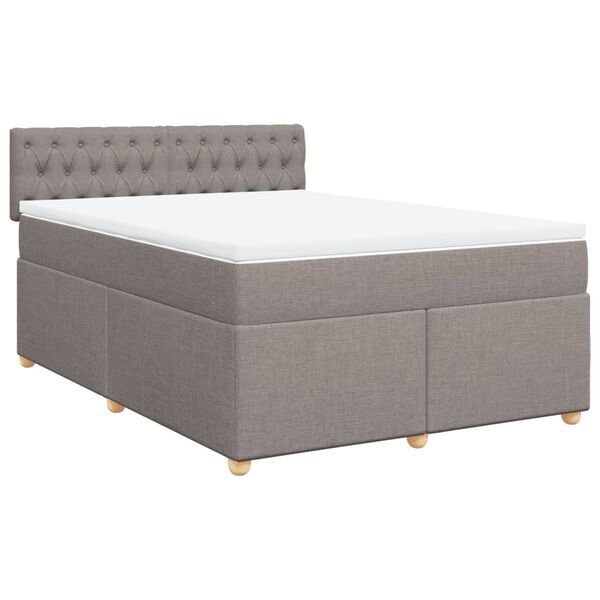 vidaXL Cama box spring con colch&oacute;n tela gris taupe 140x190 cm