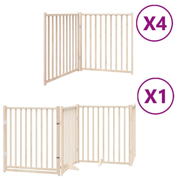vidaXL Puerta para perros plegable 12 paneles madera de &aacute;lamo 960 cm
