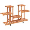 vidaXL Soporte para flores con ruedas madera maciza abeto 110x25x78 cm