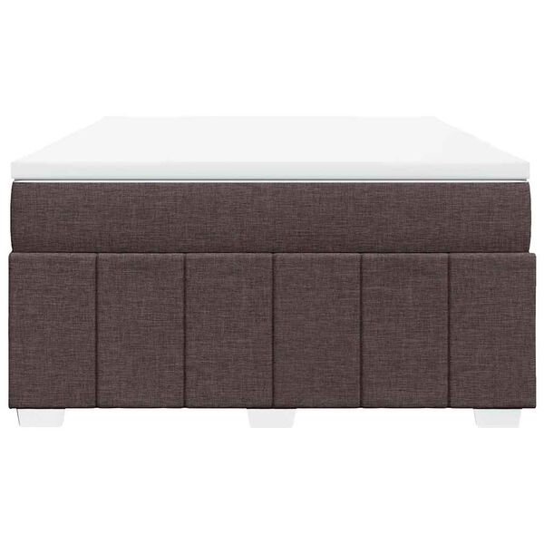 vidaXL Cama box spring con colch&oacute;n tela marr&oacute;n oscuro 140x190 cm
