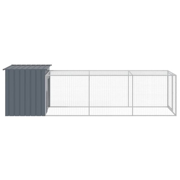 vidaXL Gallinero con corral acero galvanizado gris 110x405x110 cm