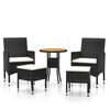 vidaXL Juego de muebles de jard&iacute;n de 5 piezas rat&aacute;n sint&eacute;tico negro