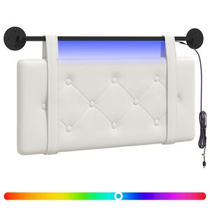 vidaXL Cabecero colgante Con luz LED Blanco Cuero sint&eacute;tico