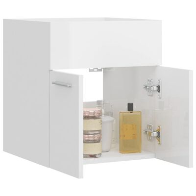 vidaXL Armario para lavabo contrachapada blanco brillo 41x38,5x46 cm