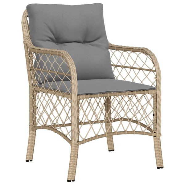 vidaXL Set comedor de jard&iacute;n 7 pzas con cojines rat&aacute;n sint&eacute;tico beige