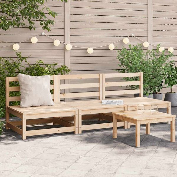 vidaXL Sof&aacute;s de jard&iacute;n sin reposabrazos 3 uds madera pino 70x70x67 cm