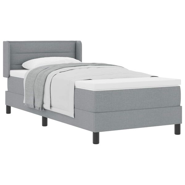 vidaXL Cama tipo Box Spring Gris Claro 200 x 100 cm Poli&eacute;ster