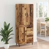 vidaXL Aparador alto con caj&oacute;n 2 pcs Madera envejecida