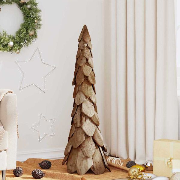 vidaXL Árbol de Navidad Marrón 110 cm Madera de teca maciza