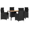 vidaXL Juego de comedor para exteriores 5 uds. Negro