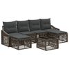 vidaXL Conjunto de sof&aacute;s de jard&iacute;n 7 uds. Gris rat&aacute;n sint&eacute;tico