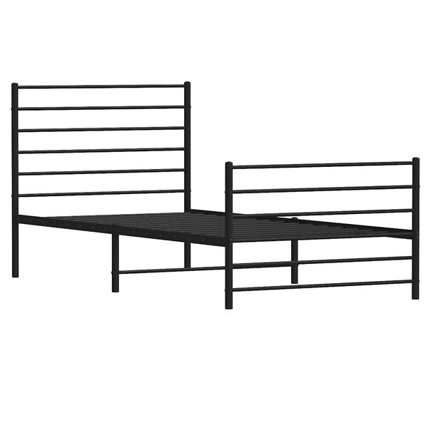 vidaXL Estructura cama sin colchón con estribo metal negro 75x190 cm