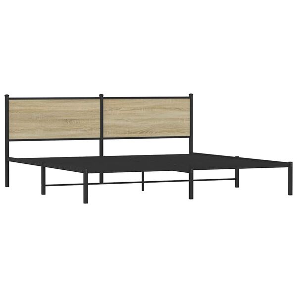 vidaXL Estructura de cama sin colch&oacute;n metal roble Sonoma 193x203 cm