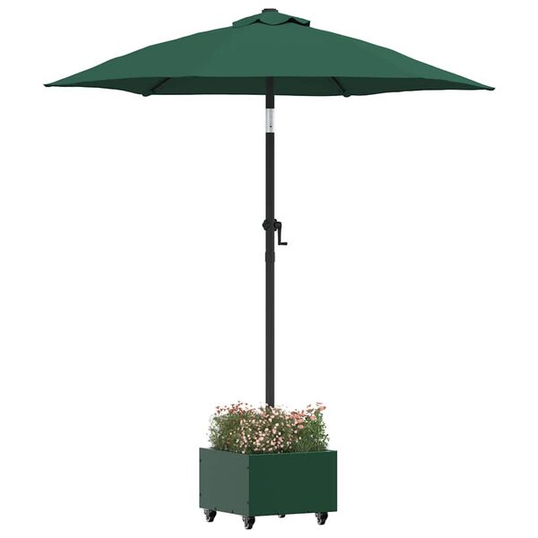 vidaXL Base de parasol con macetero Verde 45 x 45 x 45 cm Acero