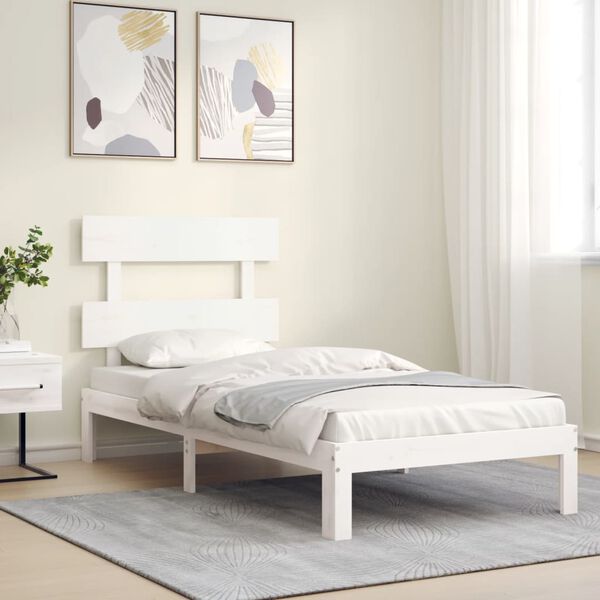 vidaXL Estructura cama sin colch&oacute;n madera maciza pino blanca 100x200cm
