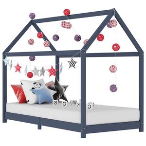 vidaXL Estructura de cama infantil madera maciza pino gris 90x200 cm