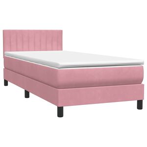 vidaXL Cama box spring con colch&oacute;n terciopelo rosa 90x210 cm