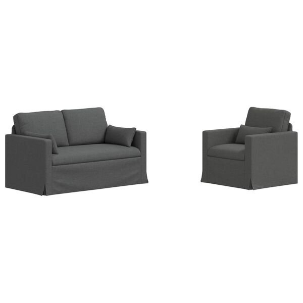 vidaXL Juego de Sof&aacute; 2 pcs Gris oscuro 139 x 78 x 80 cm tela
