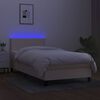 vidaXL Cama box spring con colch&oacute;n y LED tela crema 80x200 cm