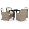 vidaXL Juego de comedor de jard&iacute;n 5 piezas con cojines marr&oacute;n