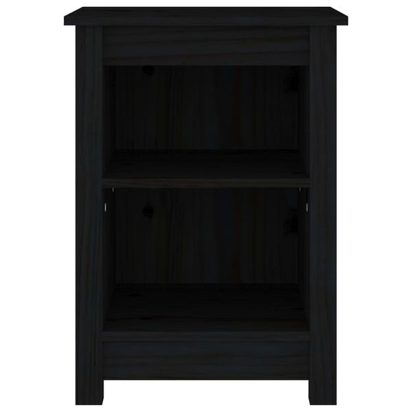 vidaXL Mesita de noche madera maciza de pino negro 40x35x55 cm
