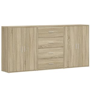 vidaXL Aparadores 3 uds madera de ingenier&iacute;a roble Sonoma 60x31x84 cm