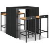 vidaXL Mesa bar y taburetes jard&iacute;n 5 pzas madera acacia rat&aacute;n PE negro