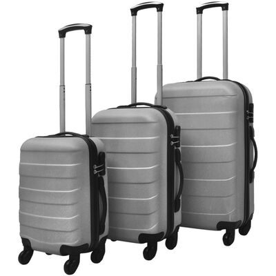 vidaXL Juego de maletas rígidas de 3 piezas plateado