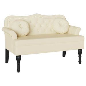 vidaXL Banco Chesterfield Crema 120.5 x 65 x 75 cm Cuero sint&eacute;tico
