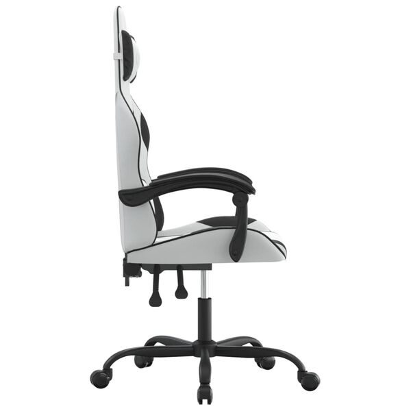 vidaXL Silla gaming cuero sintético blanco y negro
