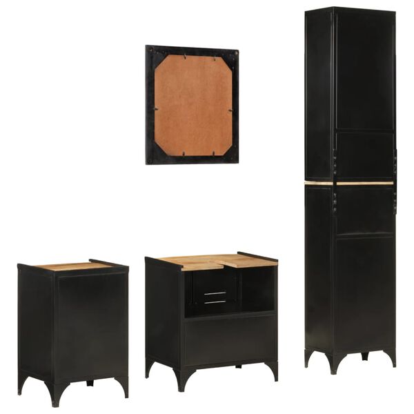 vidaXL Conjunto de muebles de ba&ntilde;o 4 pzas madera maciza mango y hierro