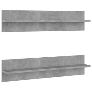 vidaXL Estante de pared 2 uds contrachapado gris hormig&oacute;n 80x11,5x18cm